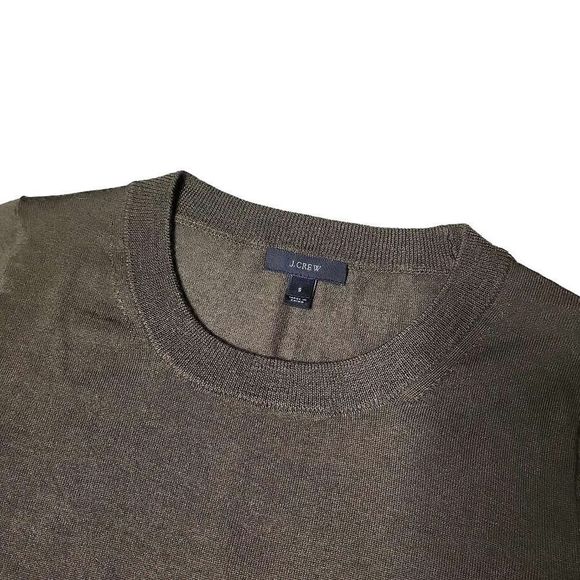 J crew merino wool dark olive green crew neck sweater - Picture 2 of 5